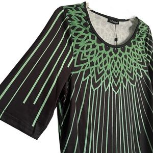 Shamrock St Patrick's Day Scoop-Neck Office Statement Blouse with Green Stripes
